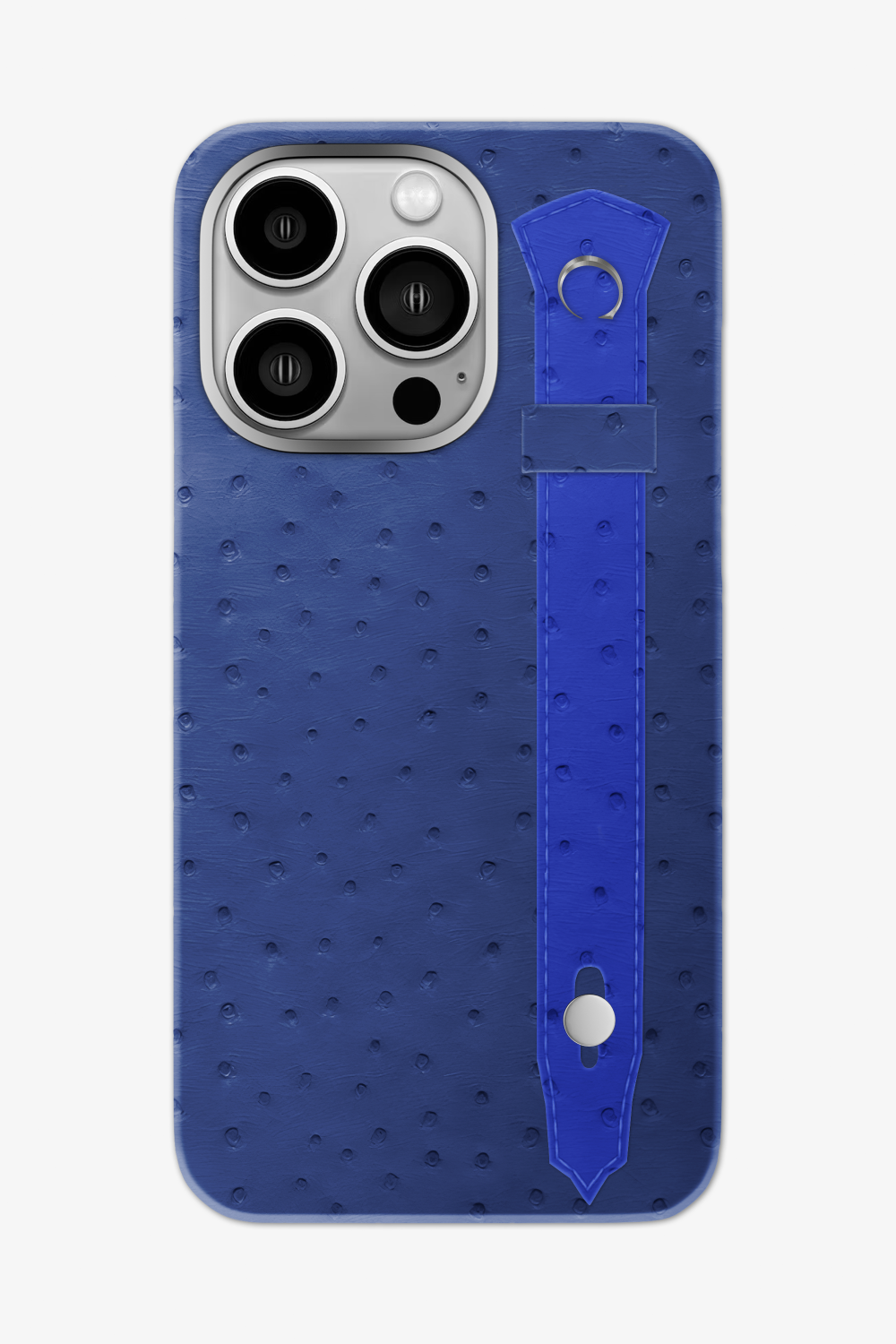 Ostrich Strap Case for iPhone 16 Pro Max - Navy Blue / Blue Peony - zollofrance