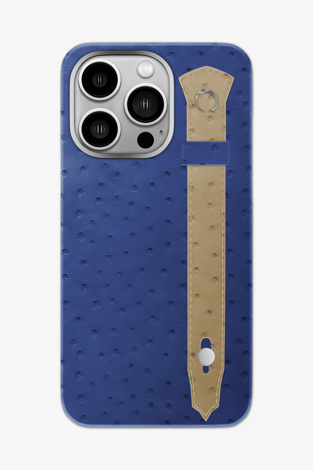 Ostrich Strap Case for iPhone 16 Pro Max - Navy Blue / Vanilla - zollofrance