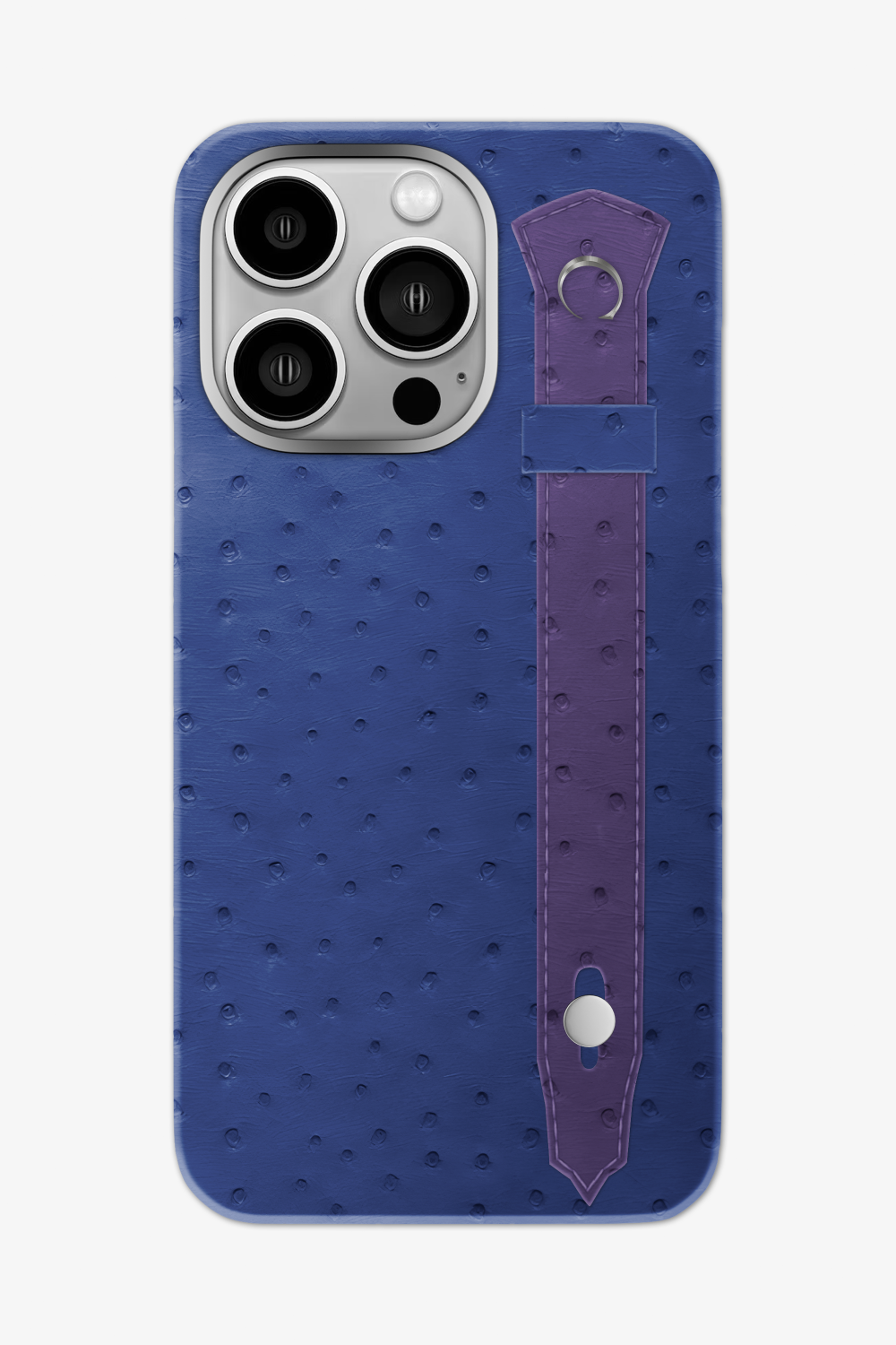 Ostrich Strap Case for iPhone 16 Pro Max - Navy Blue / Purple - zollofrance