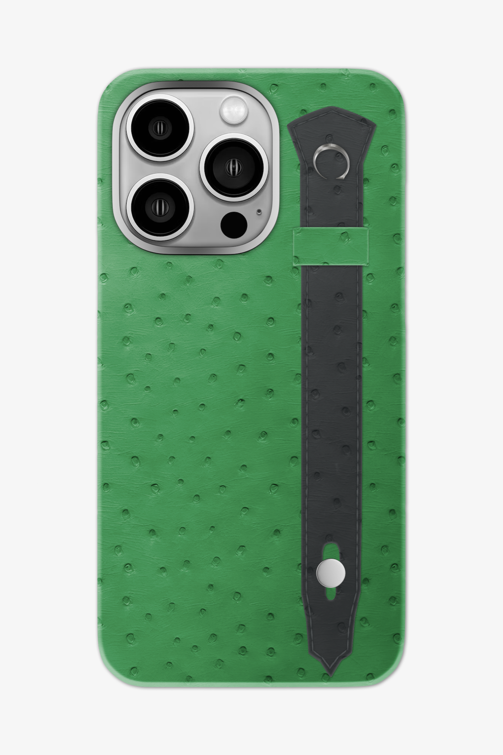 Ostrich Strap Case for iPhone 16 Pro Max - Green Emerald / Grey Anthracite - zollofrance