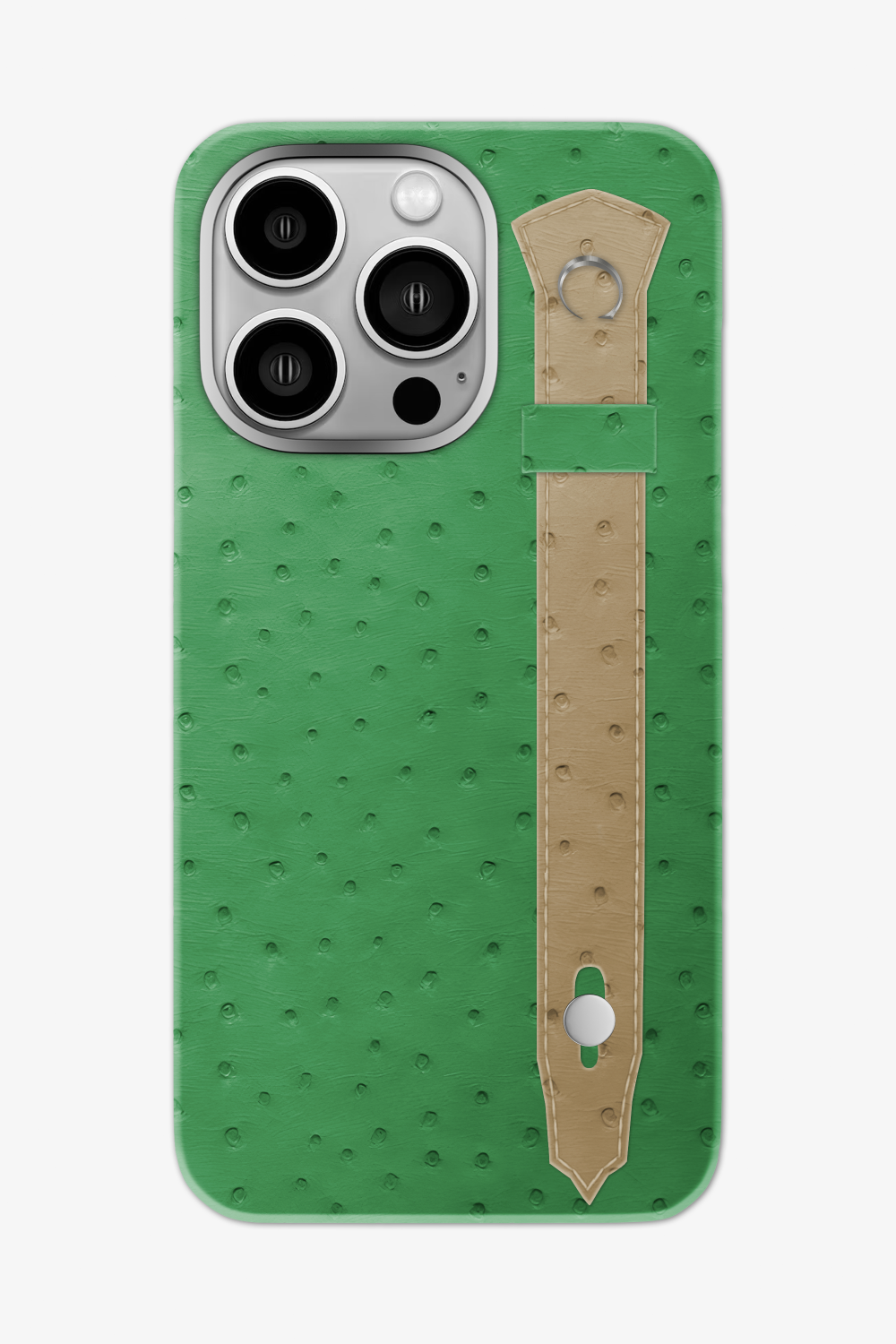 Ostrich Strap Case for iPhone 16 Pro Max - Green Emerald / Vanilla - zollofrance