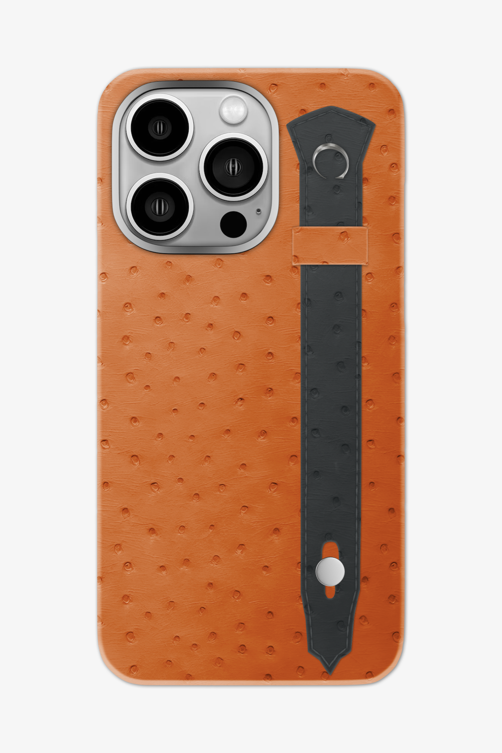 Ostrich Strap Case for iPhone 16 Pro Max - Orange / Grey Anthracite - zollofrance