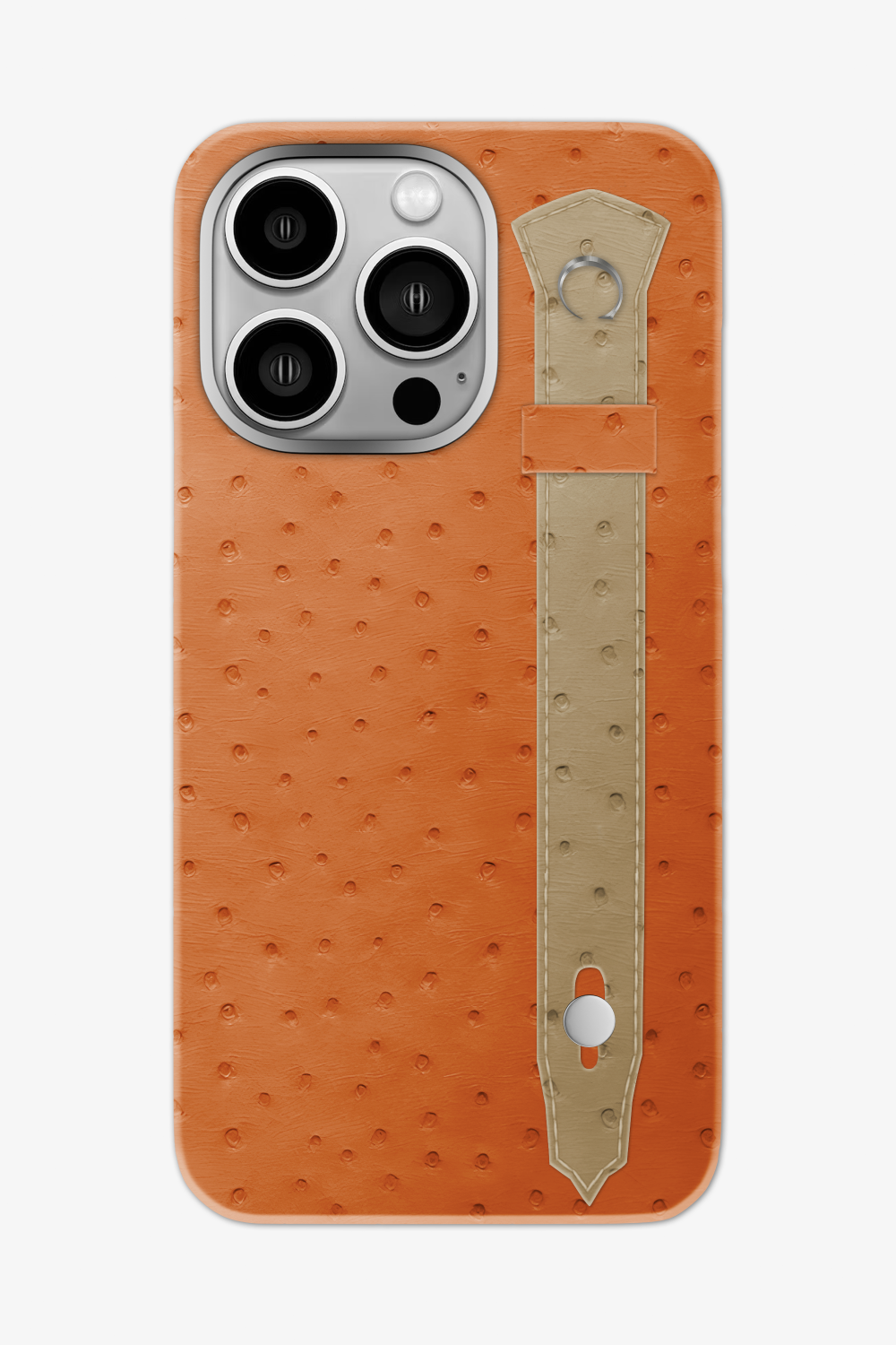 Ostrich Strap Case for iPhone 16 Pro Max - Orange / Vanilla - zollofrance