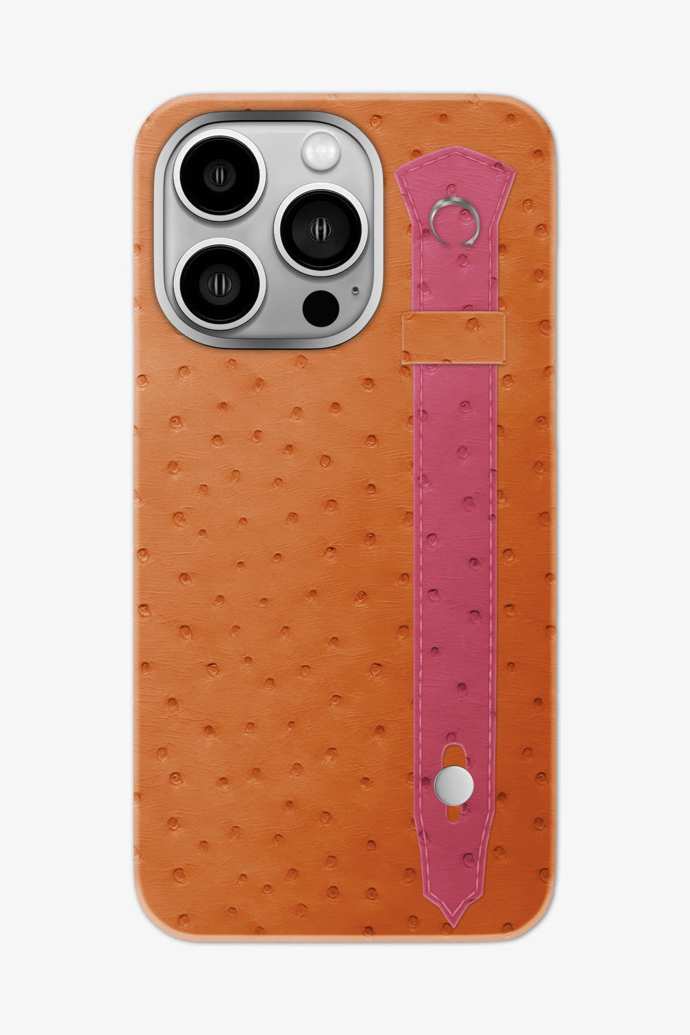 Ostrich Strap Case for iPhone 16 Pro Max - Orange / Pink Girly - zollofrance