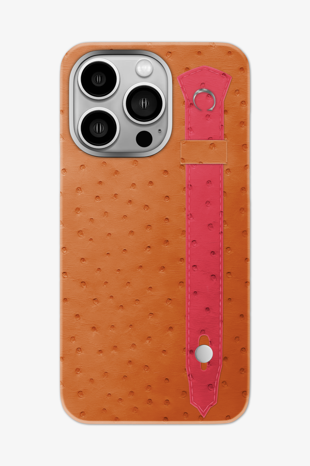 Ostrich Strap Case for iPhone 16 Pro Max - Orange / Rose - zollofrance