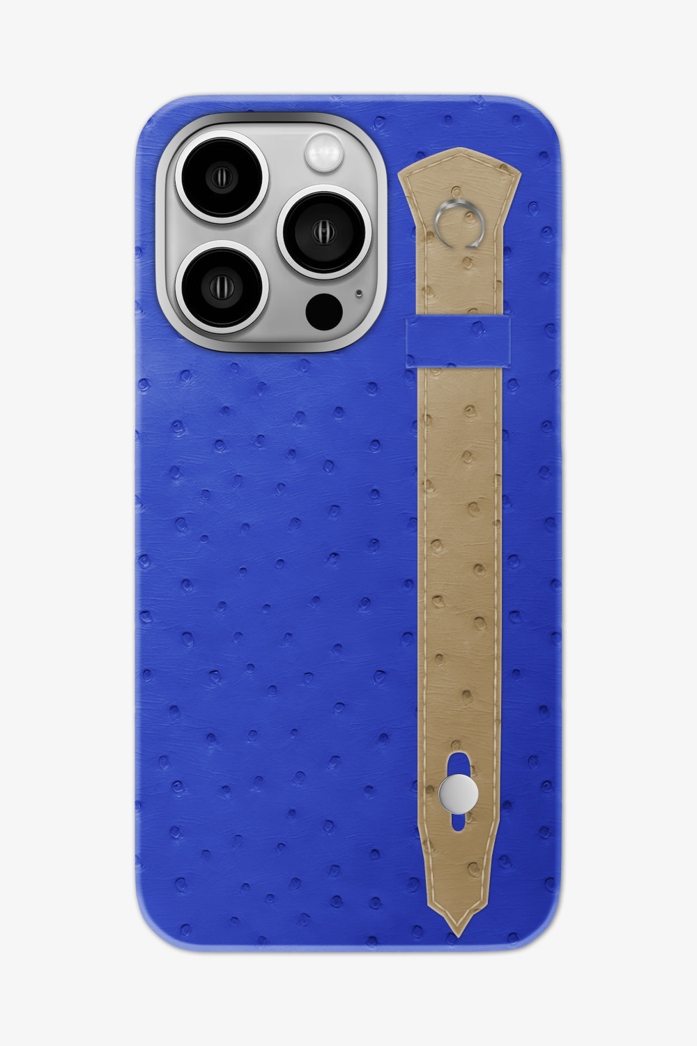 Ostrich Strap Case for iPhone 16 Pro Max - Blue Peony / Vanilla - zollofrance