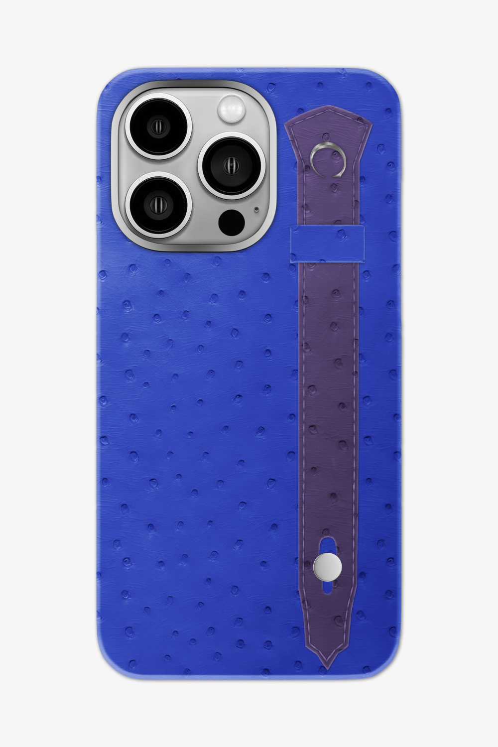 Ostrich Strap Case for iPhone 16 Pro Max - Blue Peony / Purple - zollofrance