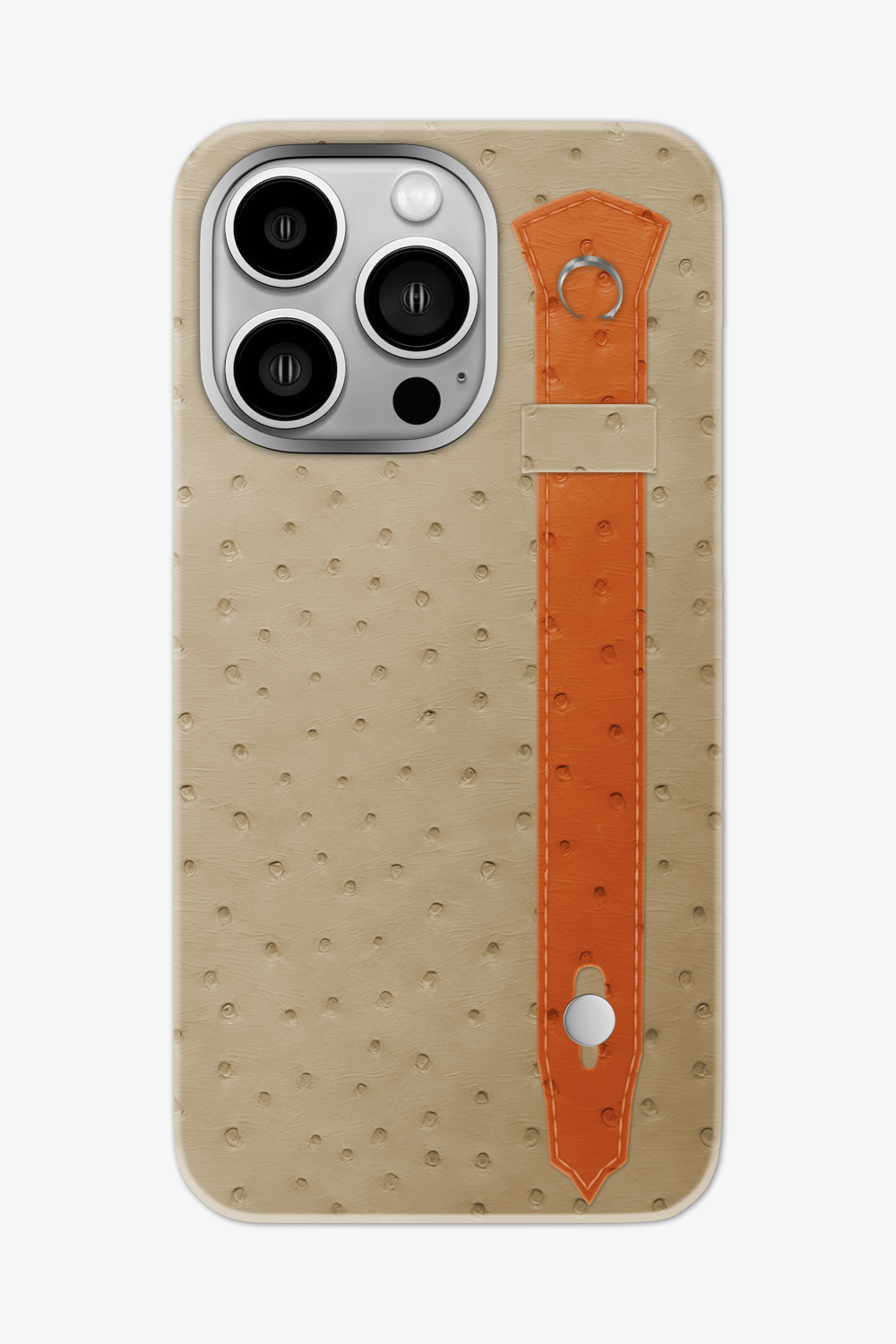 Ostrich Strap Case for iPhone 16 Pro Max - Vanilla / Orange - zollofrance