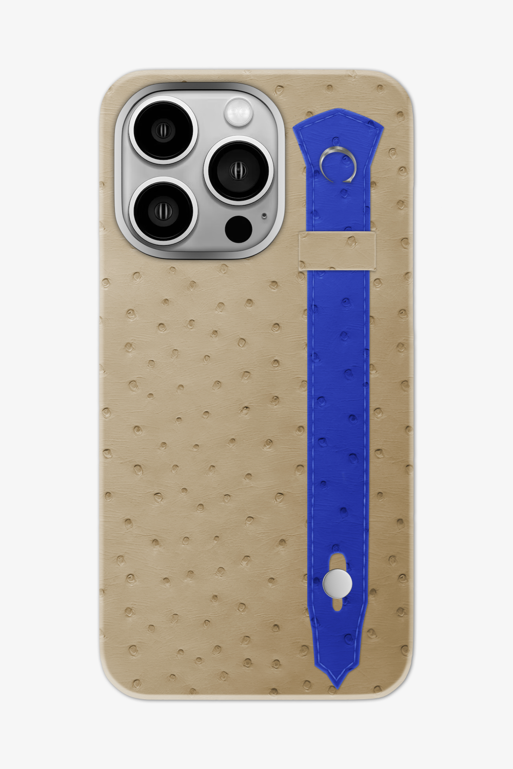 Ostrich Strap Case for iPhone 16 Pro Max - Vanilla / Blue Peony - zollofrance