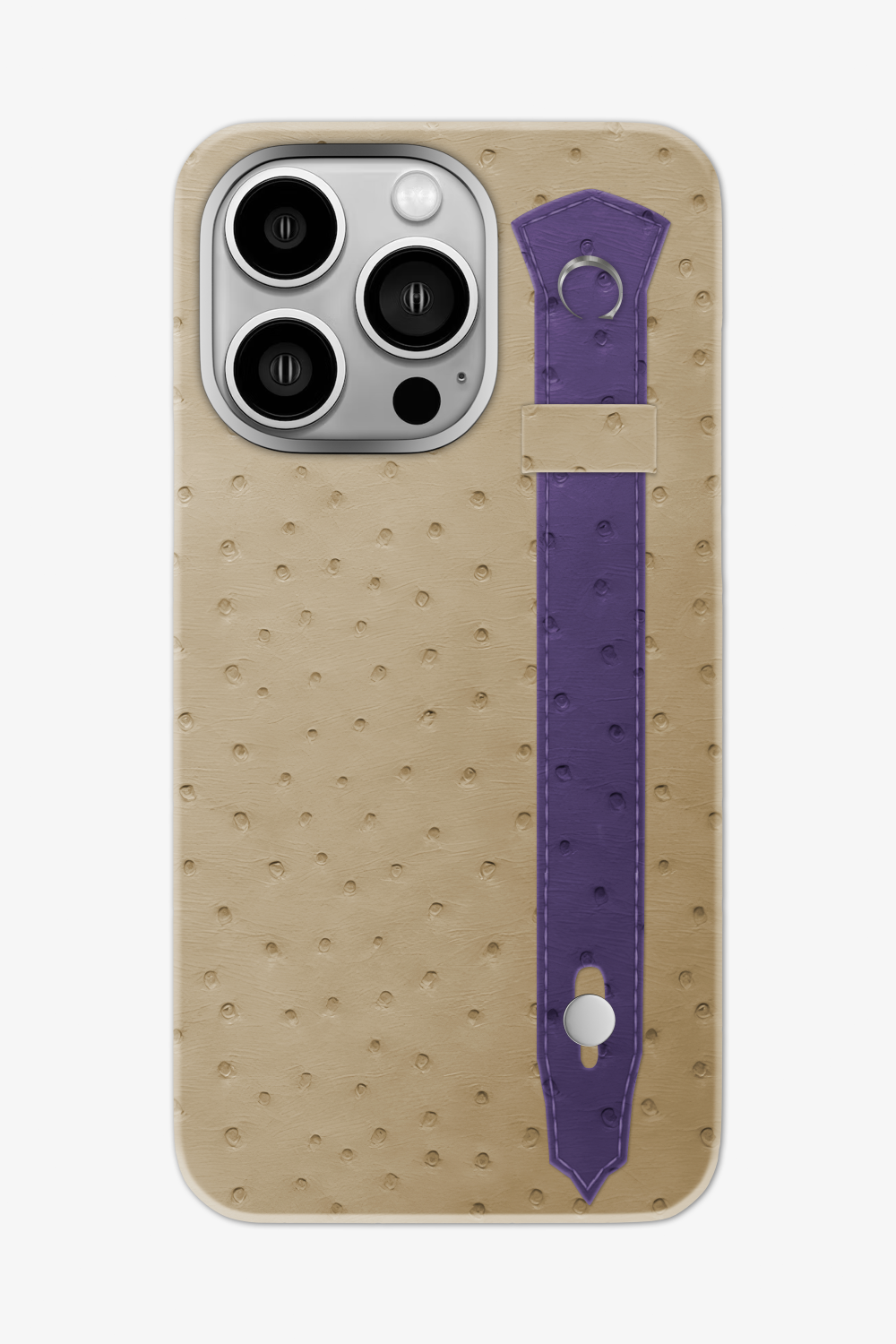 Ostrich Strap Case for iPhone 16 Pro Max - Vanilla / Purple - zollofrance