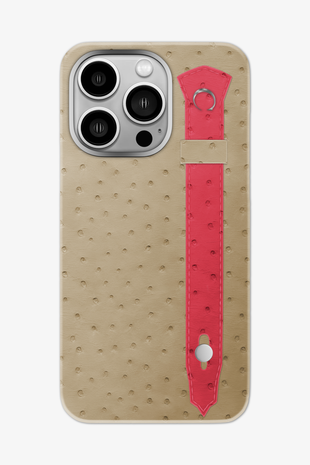 Ostrich Strap Case for iPhone 16 Pro Max - Vanilla / Rose - zollofrance