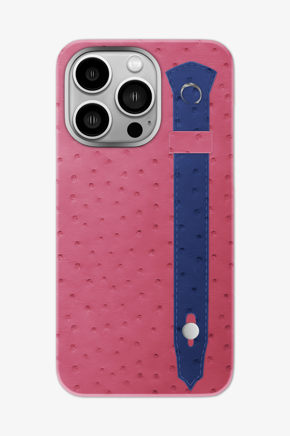 Ostrich Strap Case for iPhone 16 Pro Max - Pink Girly / Navy Blue - zollofrance