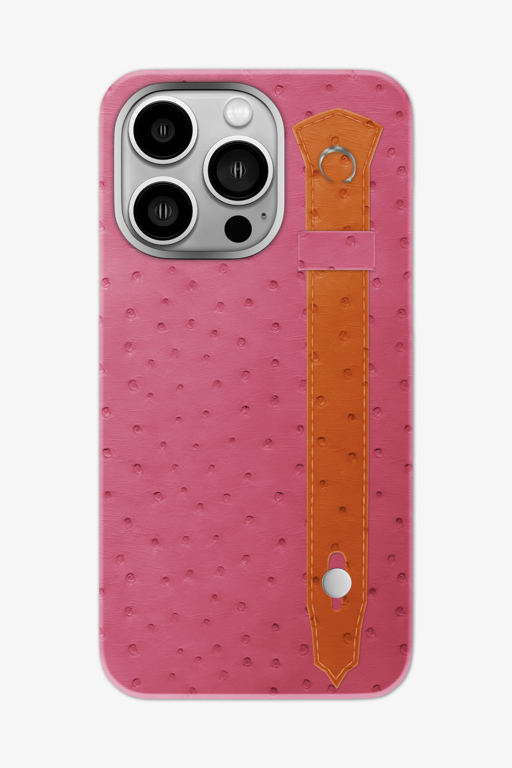 Ostrich Strap Case for iPhone 16 Pro Max - Pink Girly / Orange - zollofrance