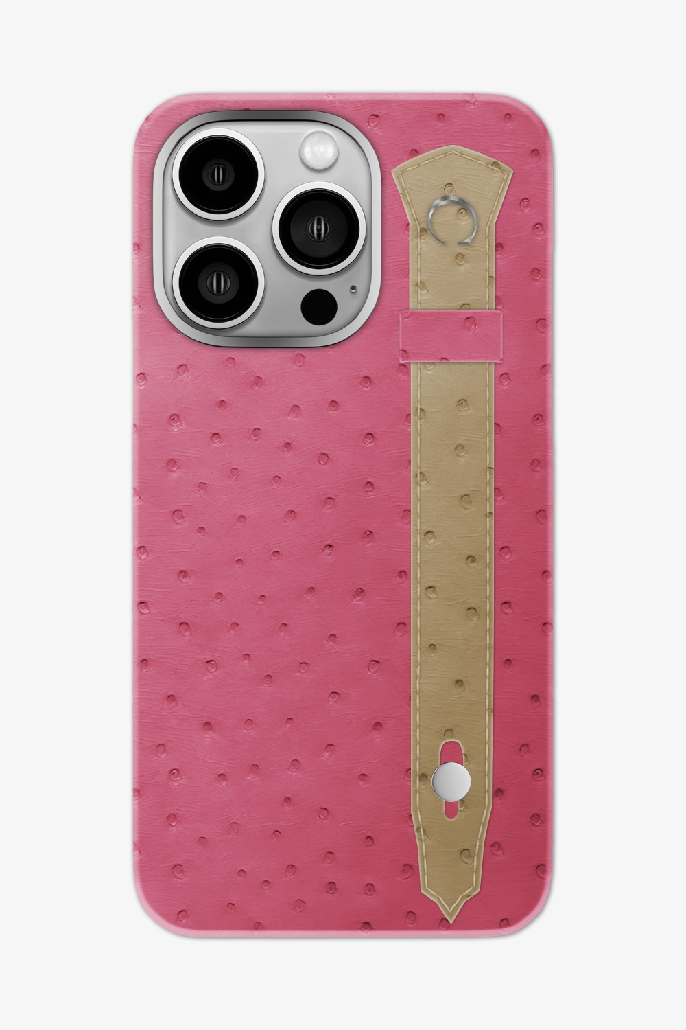 Ostrich Strap Case for iPhone 16 Pro Max - Pink Girly / Vanilla - zollofrance