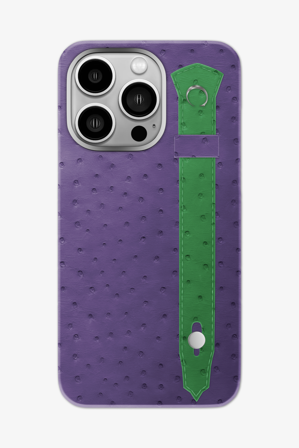 Ostrich Strap Case for iPhone 16 Pro Max - Purple / Green Emerald - zollofrance