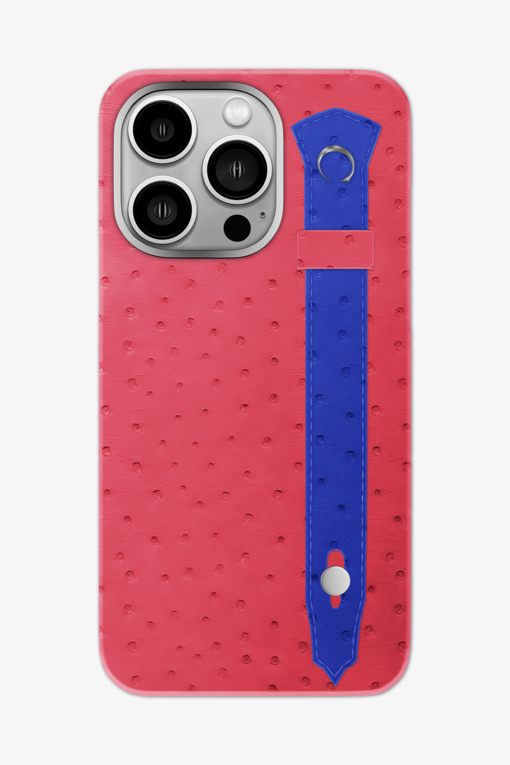 Ostrich Strap Case for iPhone 16 Pro Max - Rose / Blue Peony - zollofrance