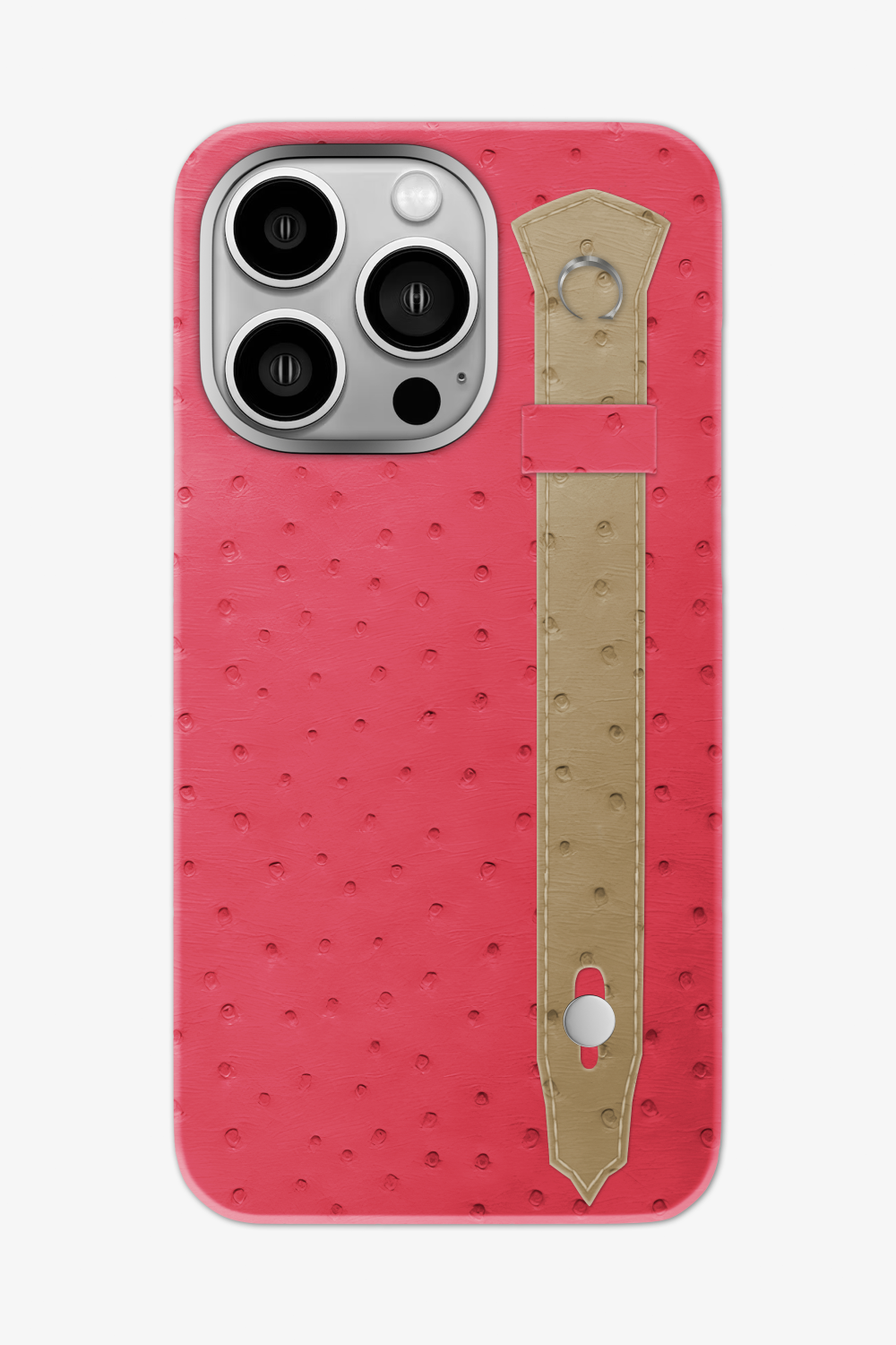 Ostrich Strap Case for iPhone 16 Pro Max - Rose / Vanilla - zollofrance