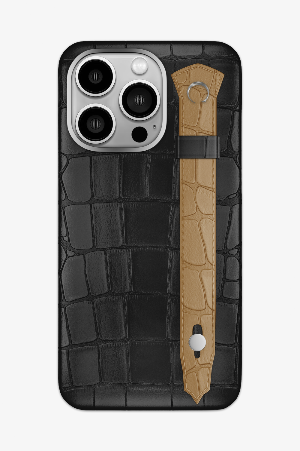 Alligator Strap Case for iPhone 16 Pro Max - Black / Latte - zollofrance