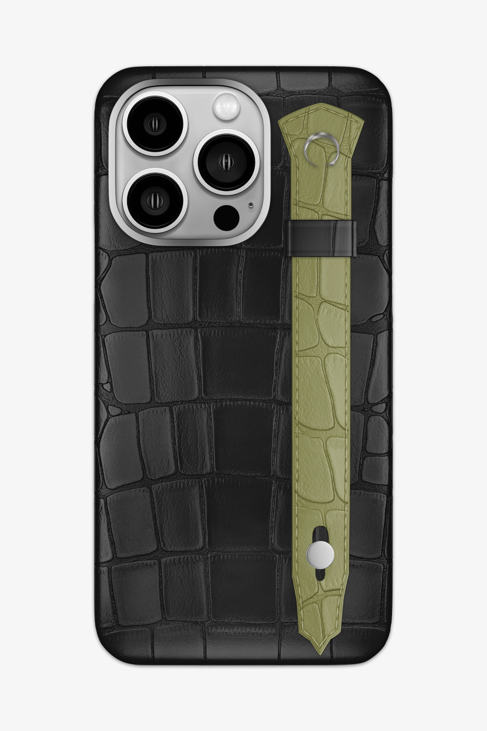 Alligator Strap Case for iPhone 16 Pro Max - Black / Khaki - zollofrance