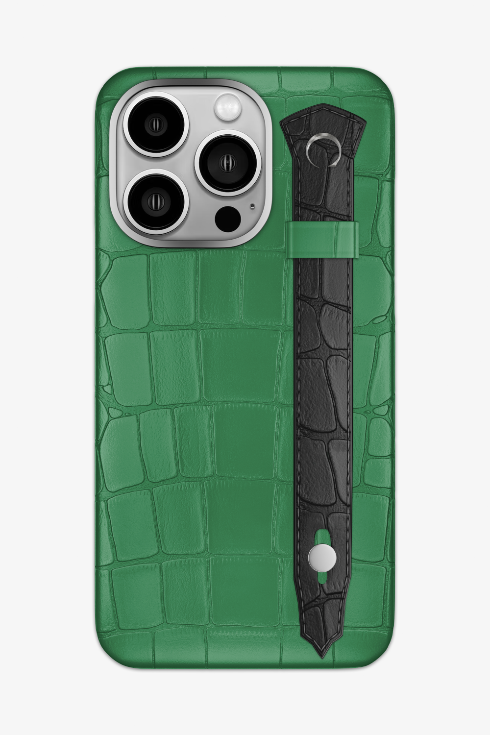 Alligator Strap Case for iPhone 16 Pro Max - Green Emerald / Black - zollofrance