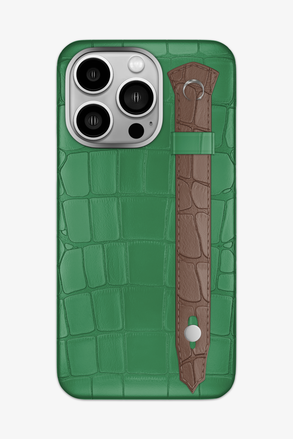 Alligator Strap Case for iPhone 16 Pro Max - Green Emerald / Cocoa - zollofrance