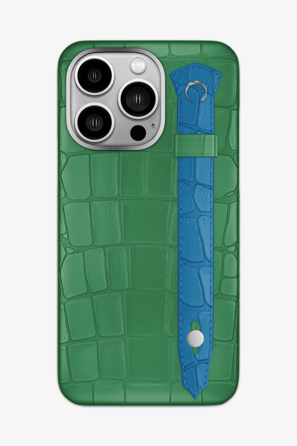 Alligator Strap Case for iPhone 16 Pro Max - Green Emerald / Blue Lagoon - zollofrance