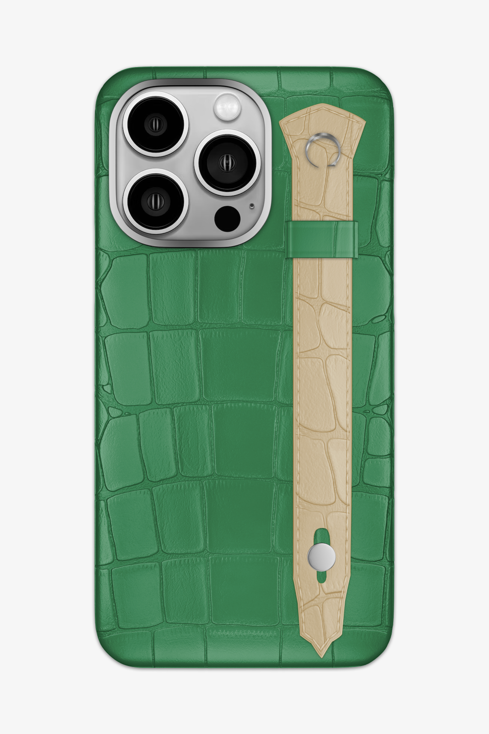 Alligator Strap Case for iPhone 16 Pro Max - Green Emerald / Vanilla - zollofrance