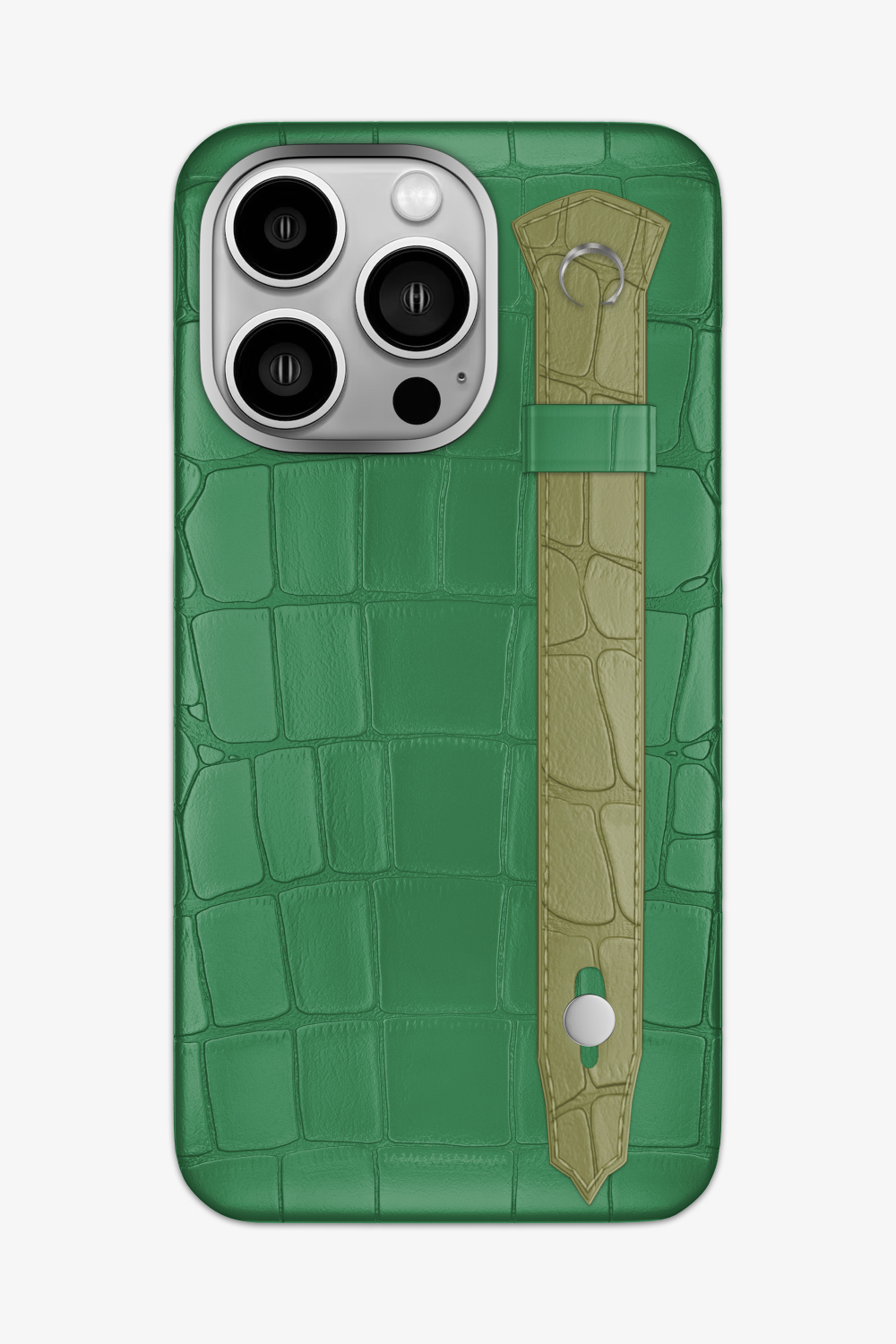 Alligator Strap Case for iPhone 16 Pro Max - Green Emerald / Khaki - zollofrance