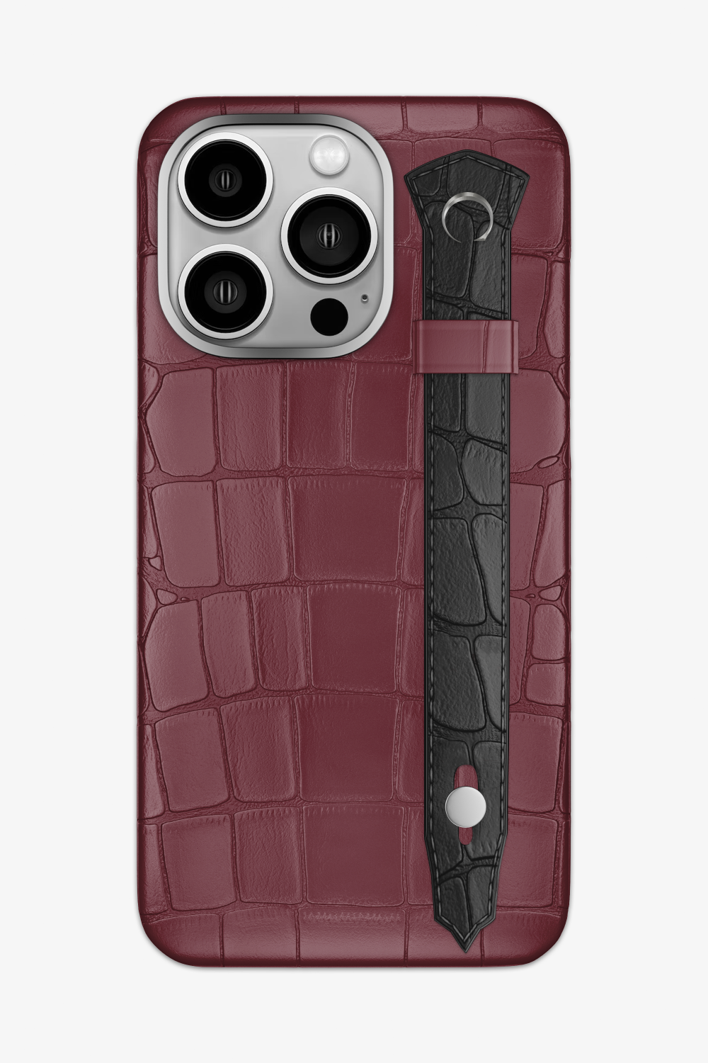 Alligator Strap Case for iPhone 16 Pro Max - Burgundy / Black - zollofrance