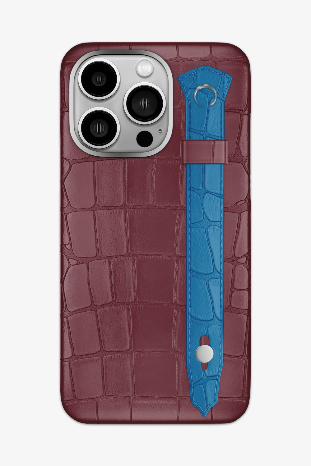 Alligator Strap Case for iPhone 16 Pro Max - Burgundy / Blue Lagoon - zollofrance