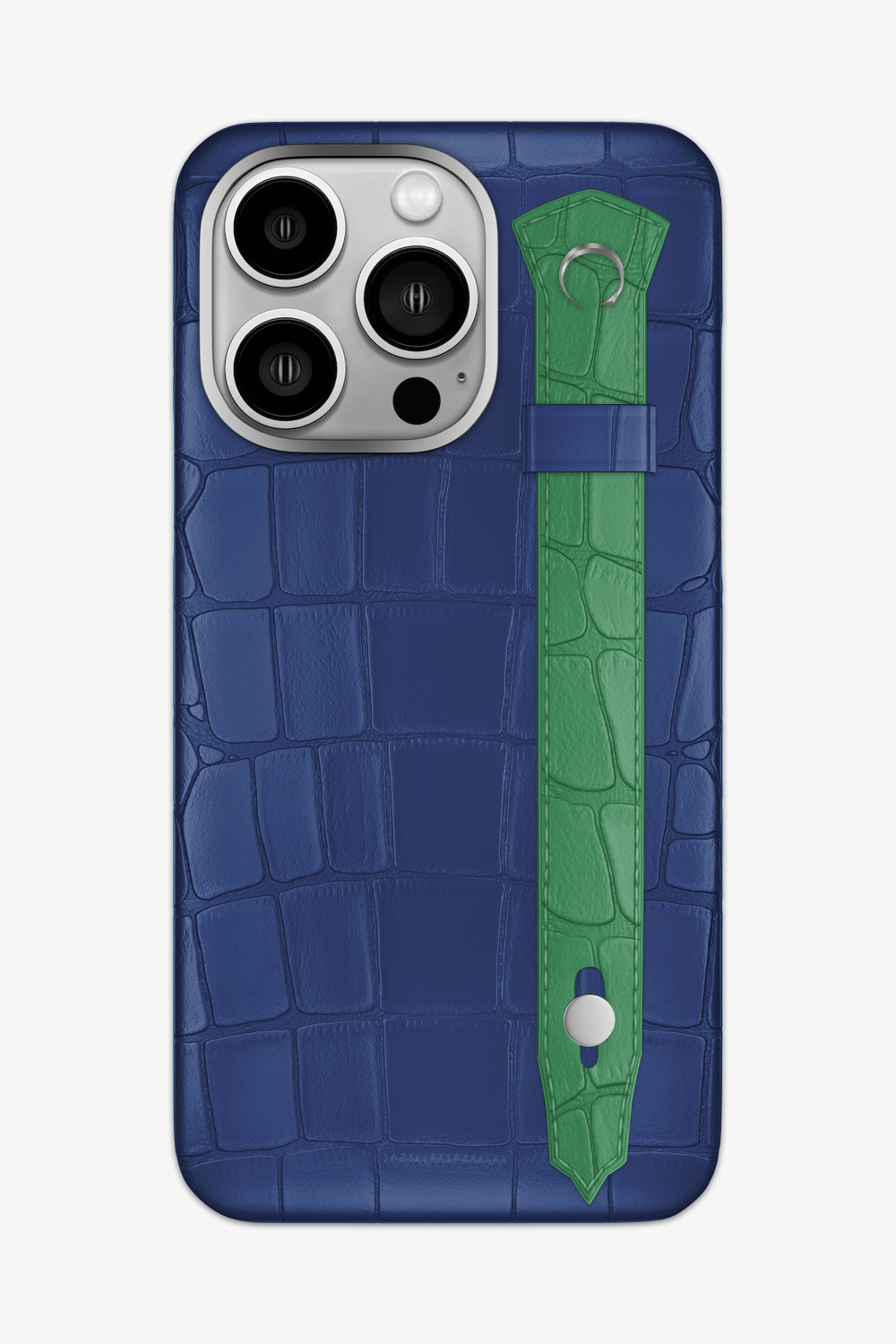 Alligator Strap Case for iPhone 16 Pro Max - Navy Blue / Green Emerald - zollofrance