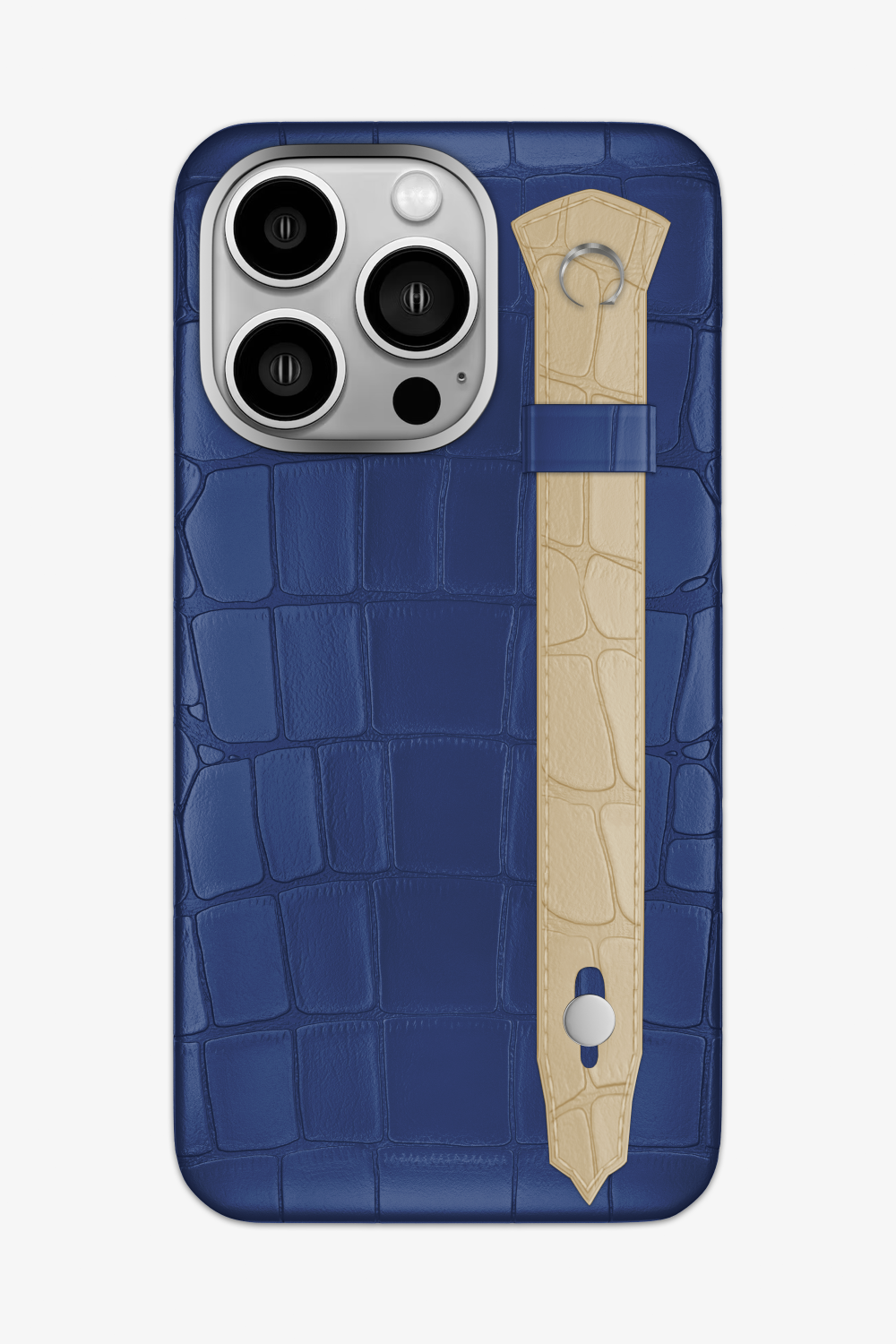 Alligator Strap Case for iPhone 16 Pro Max - Navy Blue / Vanilla - zollofrance