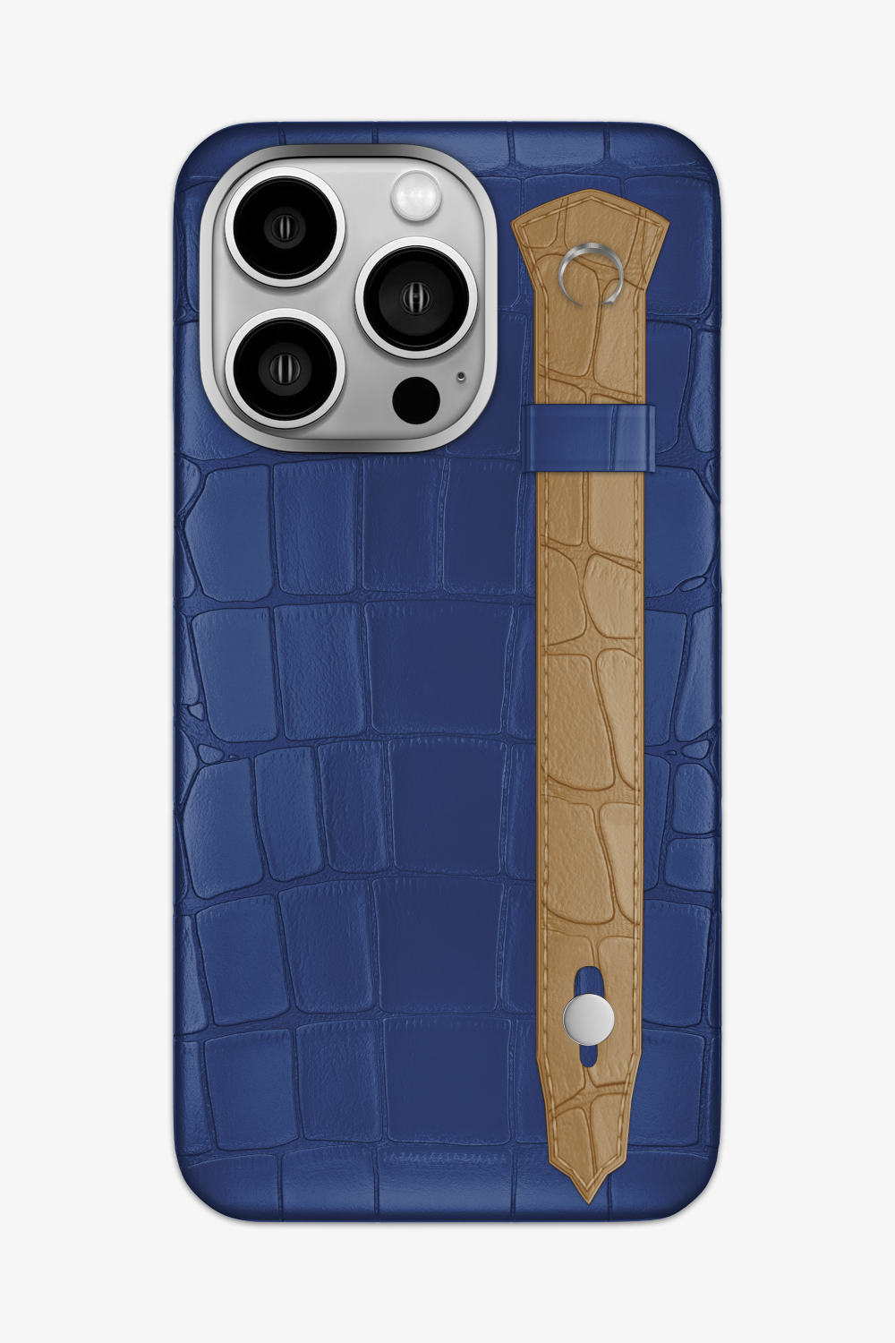 Alligator Strap Case for iPhone 16 Pro Max - Navy Blue / Latte - zollofrance