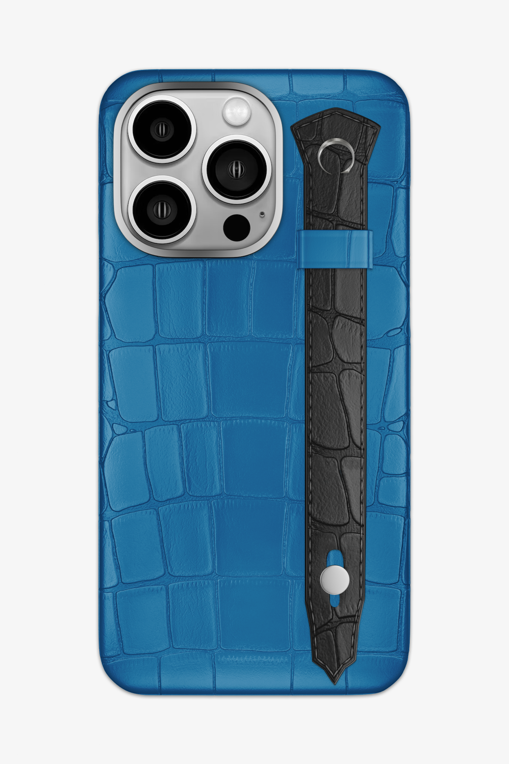 Alligator Strap Case for iPhone 16 Pro Max - Blue Lagoon / Black - zollofrance