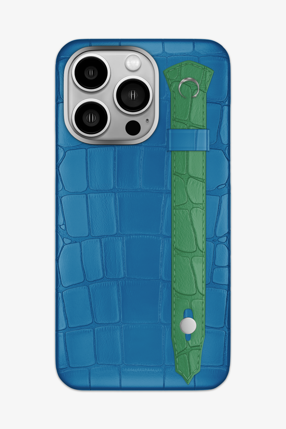 Alligator Strap Case for iPhone 16 Pro Max - Blue Lagoon / Green Emerald - zollofrance