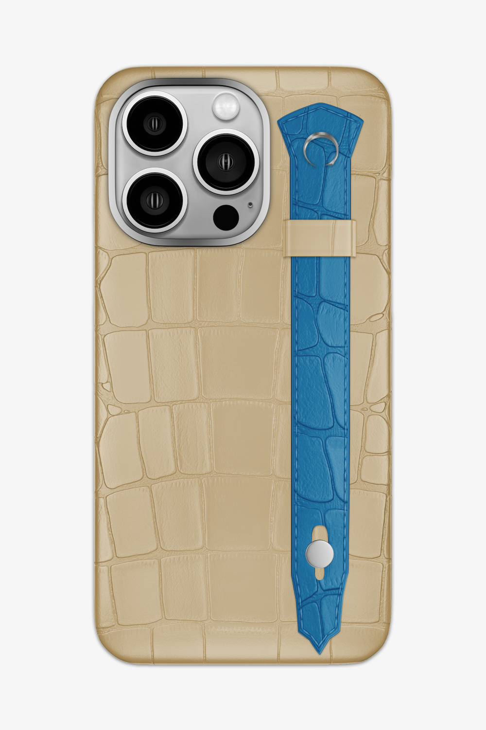 Alligator Strap Case for iPhone 16 Pro Max - Vanilla / Blue Lagoon - zollofrance