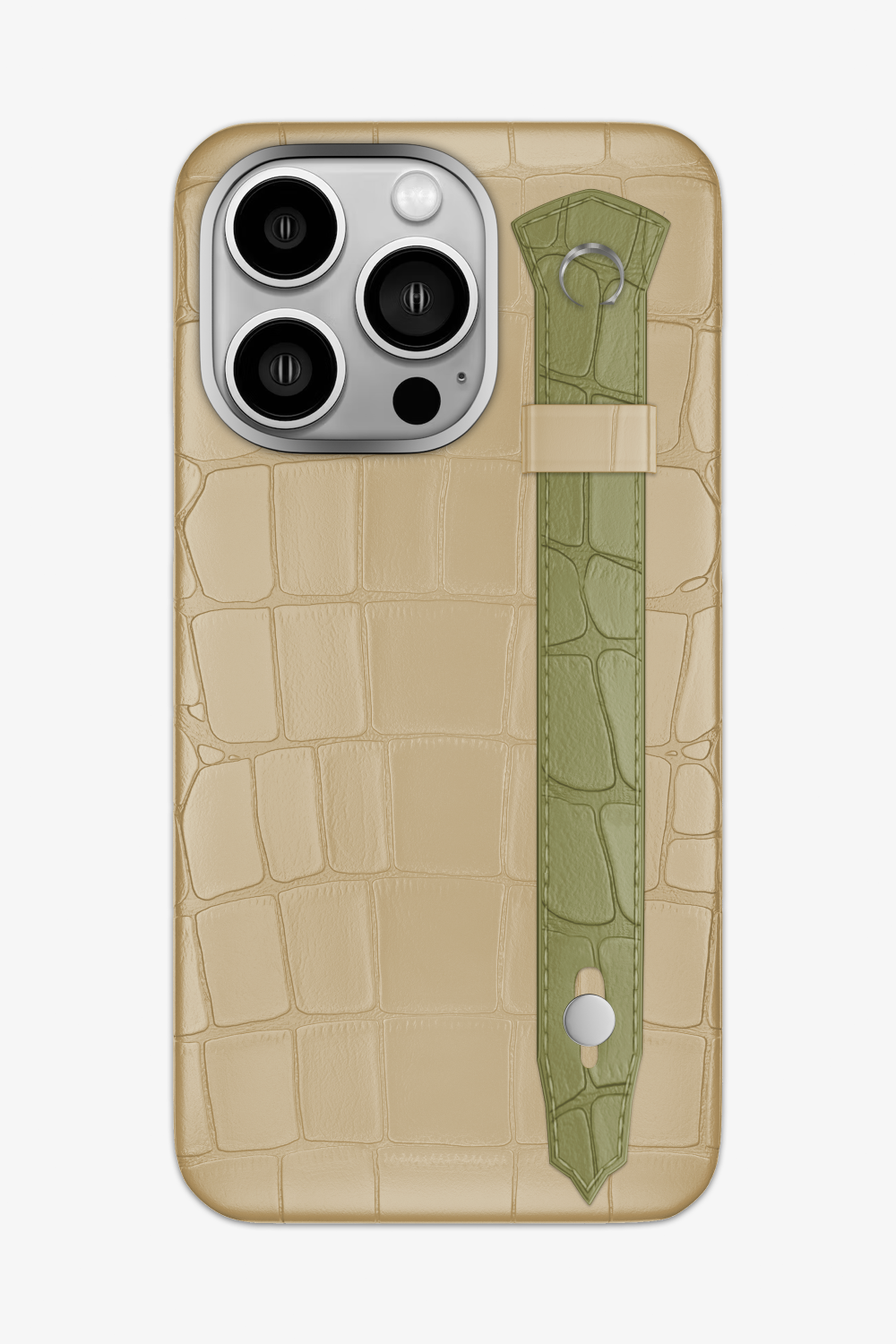 Alligator Strap Case for iPhone 16 Pro Max - Vanilla / Khaki - zollofrance