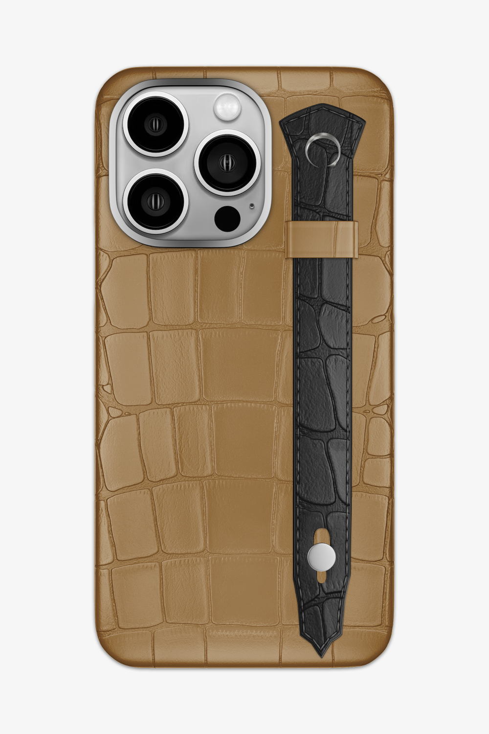 Alligator Strap Case for iPhone 16 Pro Max - Latte / Black - zollofrance