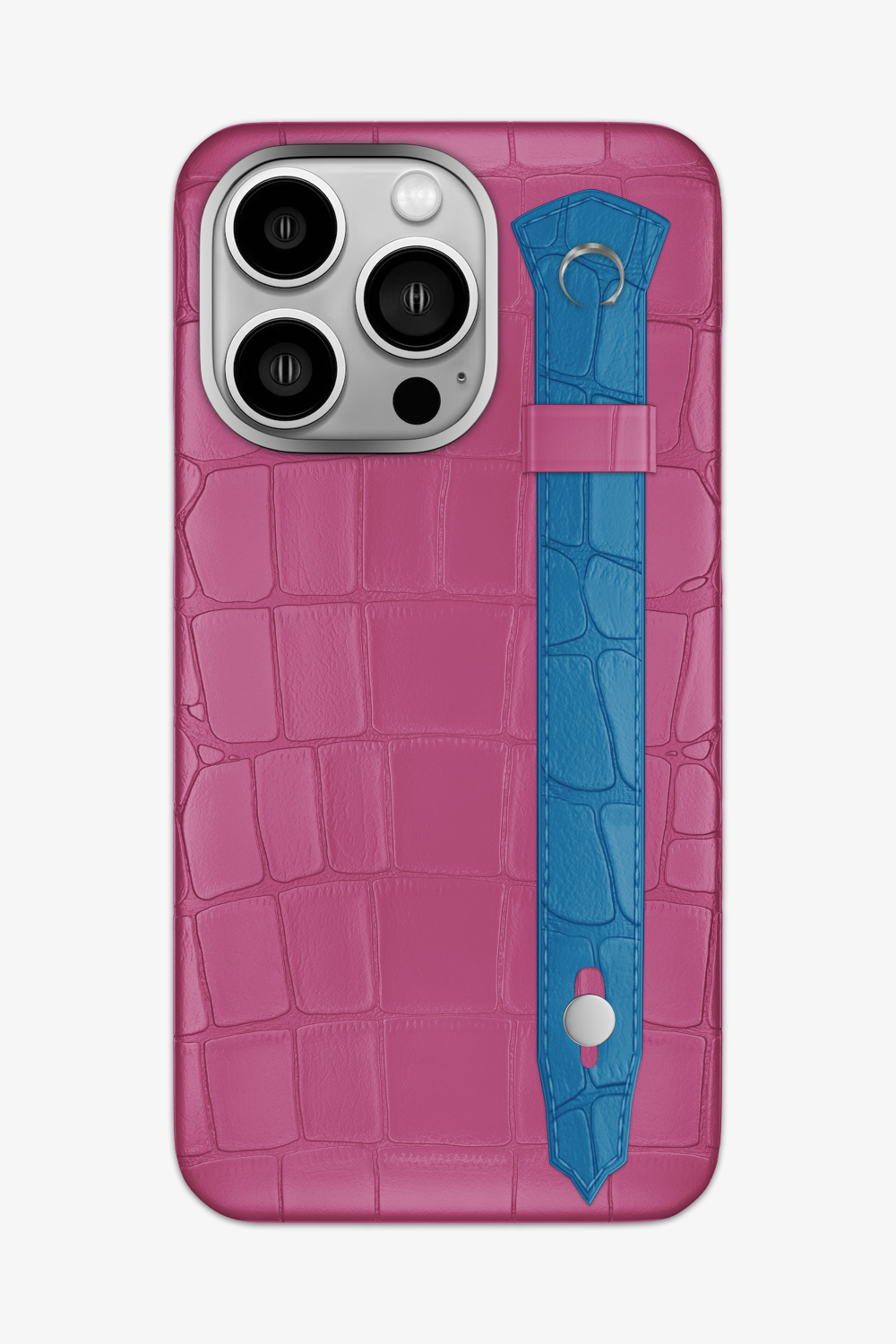 Alligator Strap Case for iPhone 16 Pro Max - Pink Fuchsia / Blue Lagoon - zollofrance