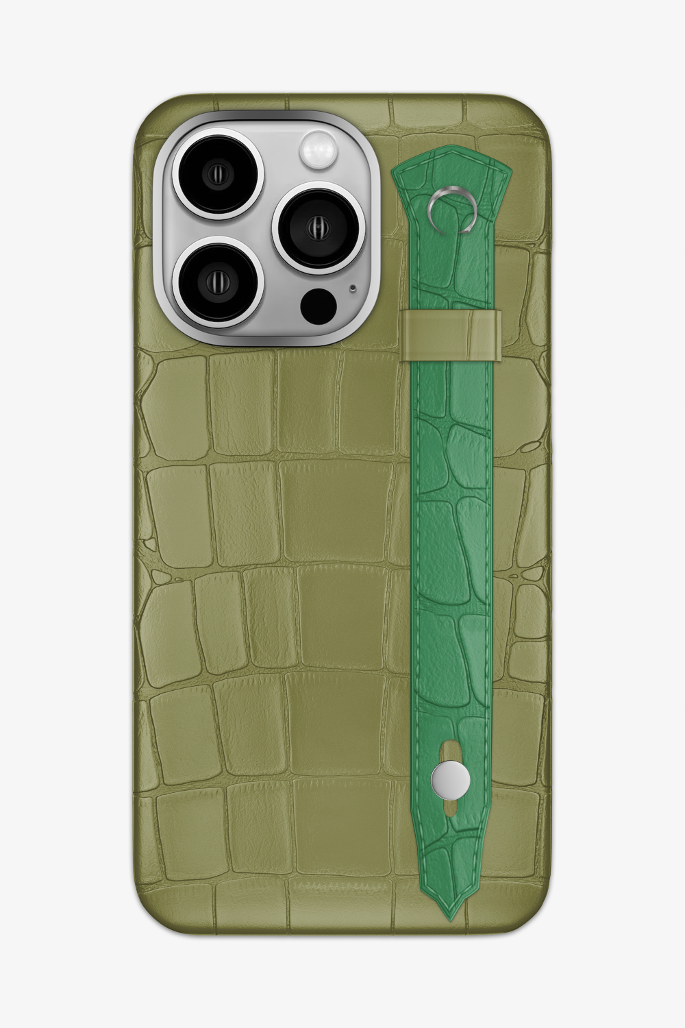 Alligator Strap Case for iPhone 16 Pro Max - Khaki / Green Emerald - zollofrance