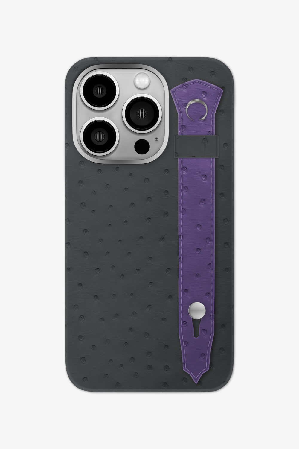 Ostrich Strap Case for iPhone 16 Pro - Grey Anthracite / Purple - zollofrance