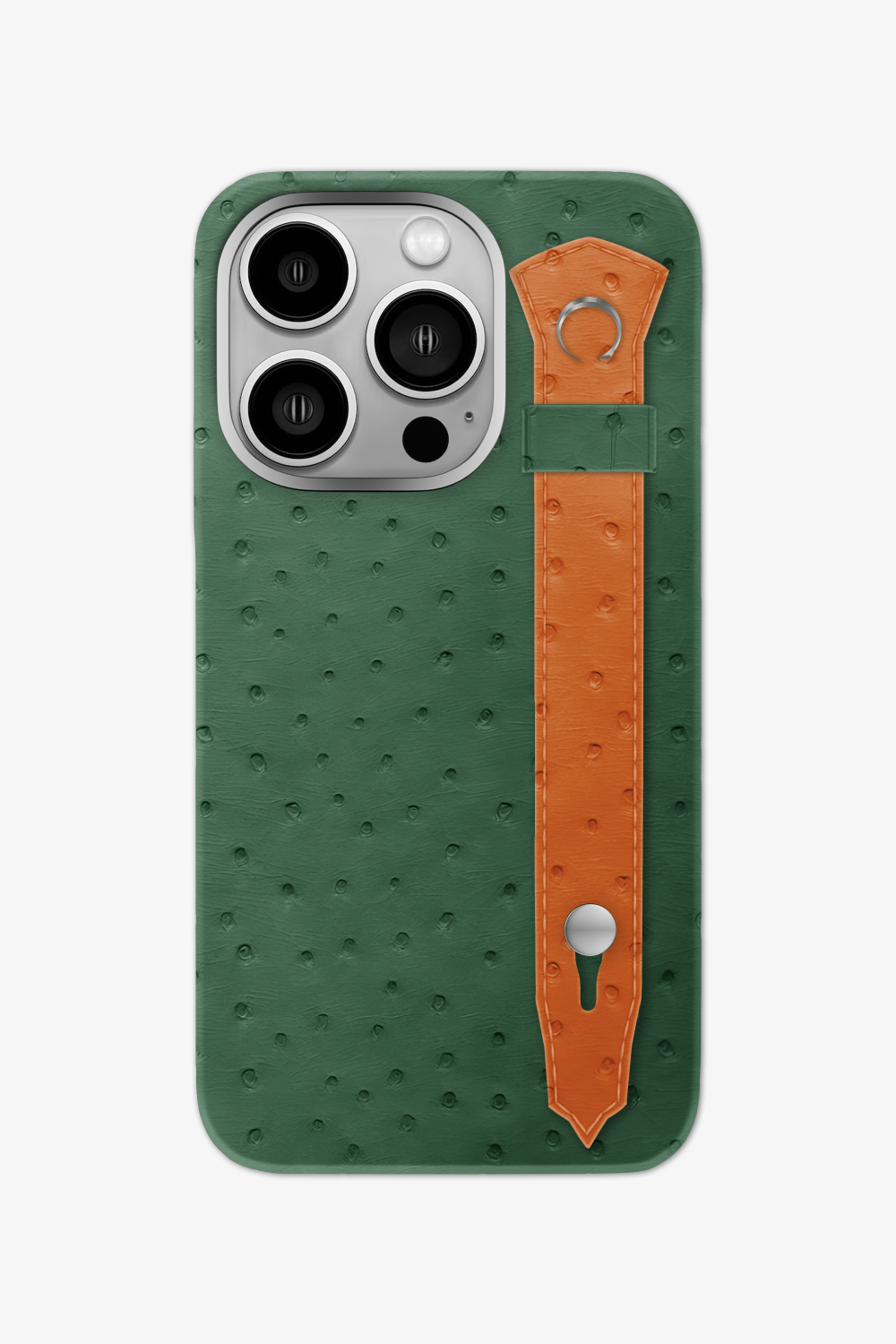 Ostrich Strap Case for iPhone 16 Pro - Green Sapin / Orange - zollofrance