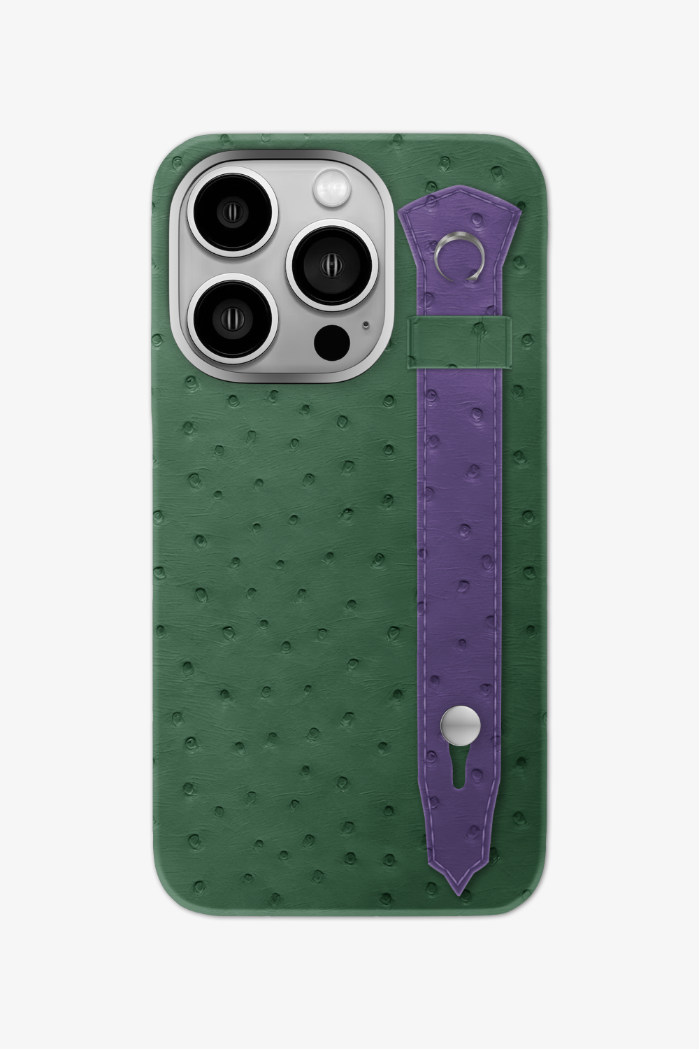 Ostrich Strap Case for iPhone 16 Pro - Green Sapin / Purple - zollofrance