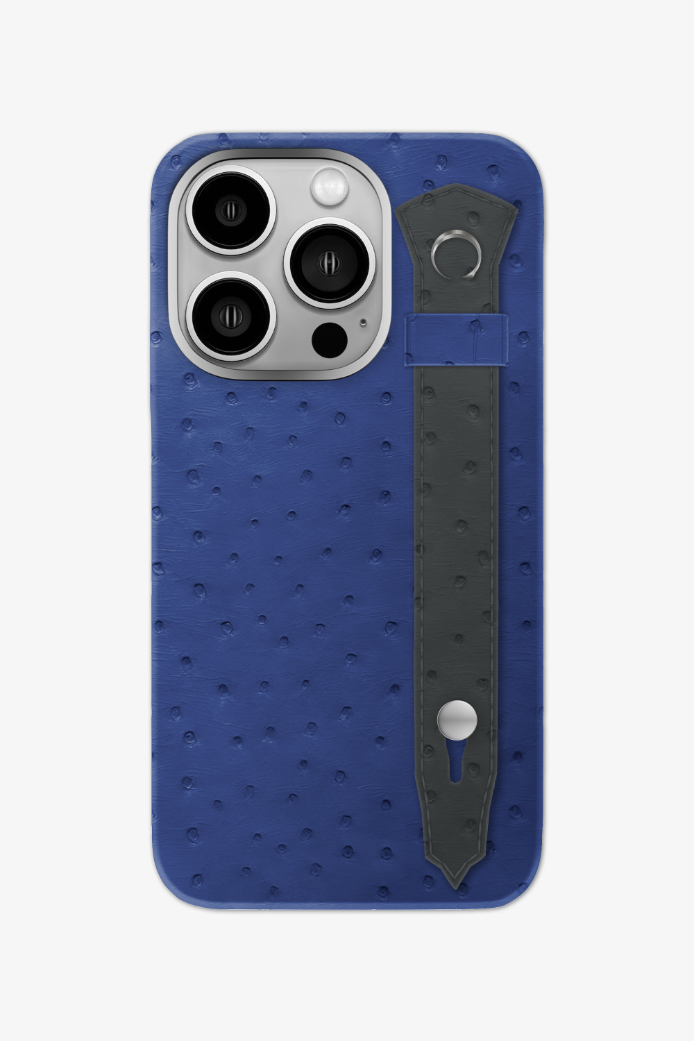 Ostrich Strap Case for iPhone 16 Pro - Navy Blue / Grey Anthracite - zollofrance