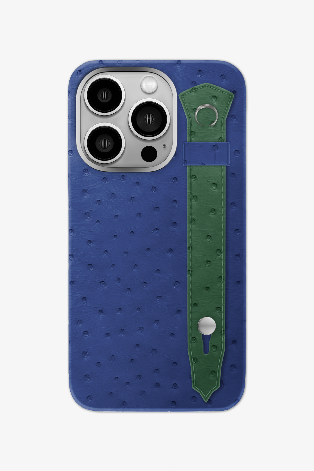 Ostrich Strap Case for iPhone 16 Pro - Navy Blue / Green Sapin - zollofrance