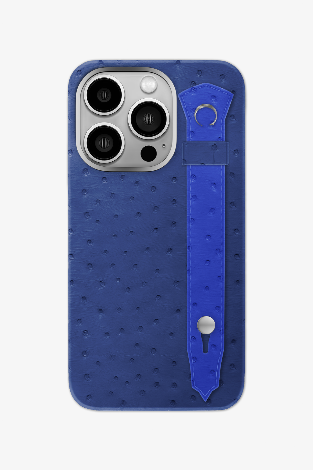 Ostrich Strap Case for iPhone 16 Pro - Navy Blue / Blue Peony - zollofrance