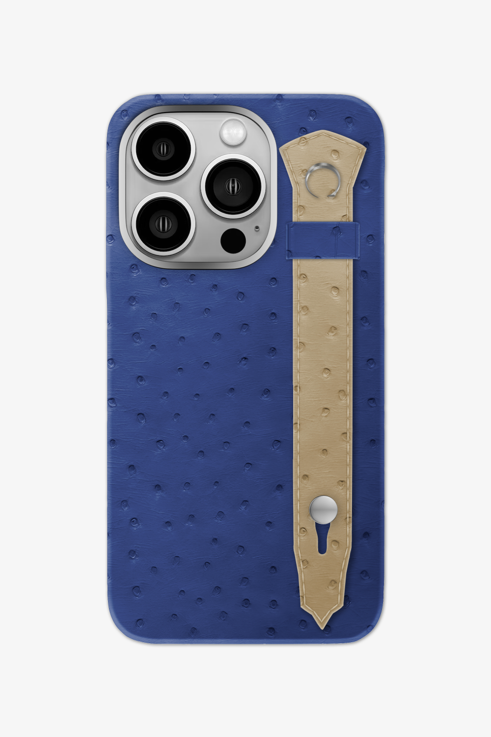 Ostrich Strap Case for iPhone 16 Pro - Navy Blue / Vanilla - zollofrance