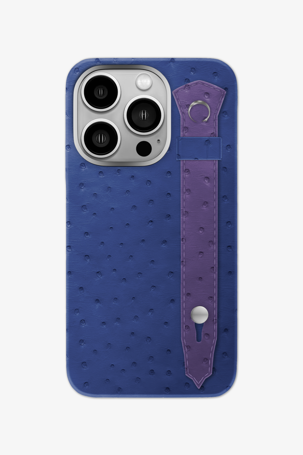 Ostrich Strap Case for iPhone 16 Pro - Navy Blue / Purple - zollofrance