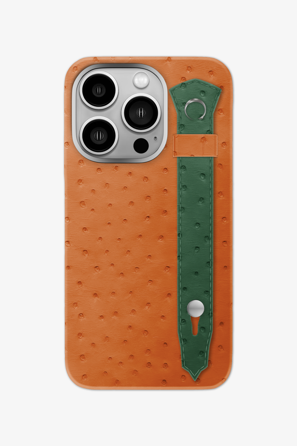 Ostrich Strap Case for iPhone 16 Pro - Orange / Green Sapin - zollofrance