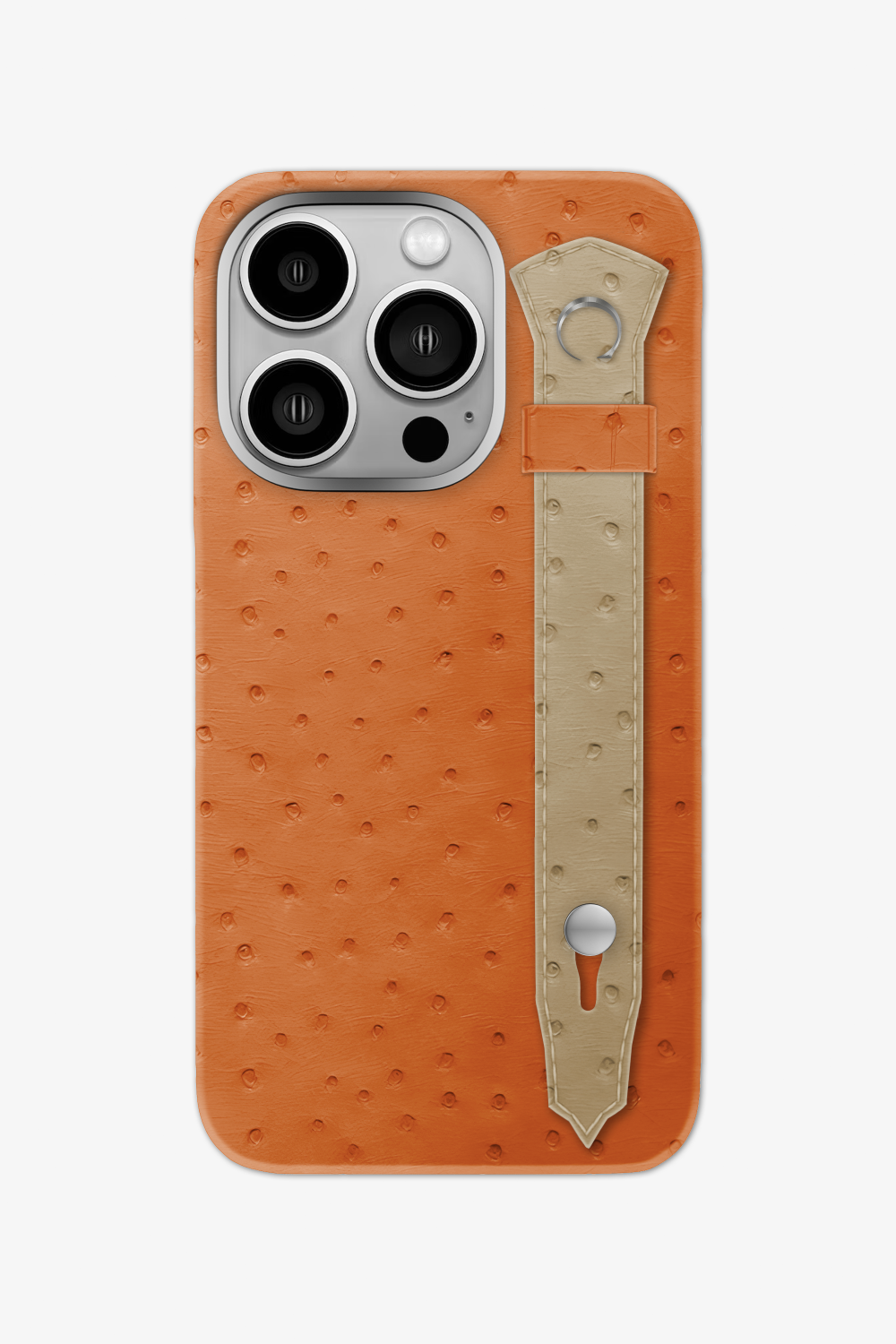 Ostrich Strap Case for iPhone 16 Pro - Orange / Vanilla - zollofrance